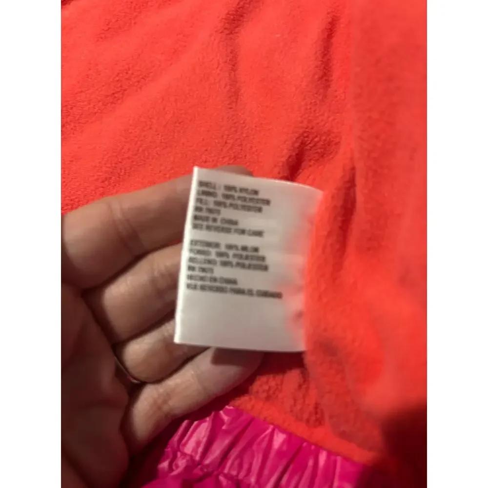 Michael Kors 5/6 hot pink orange hooded jacket ruffled peplum hemline euc